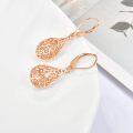 wholesale 925 Sterling Silver Plated Rose Gold Filigree Teardrop Leverback Drop Earrings-0-5