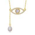 wholesale 14k Gold Eye Necklace With Moonstone And Pearls-0-0