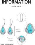 wholesale 925 Sterling Silver Turquoise & Abalone Shell Teardrop Filigree Dangle Earrings Gift for Mom Wife Girlfriend-0-4