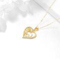 wholesale 14K Gold Plated Crystal Heart & Rose Pendant Necklace for Women's s-0-4
