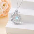 wholesale 925 Sterling Silver Blue Moonstone Sun & Crescent Moon Pendant Necklace-0-1