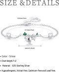 wholesale 925 Sterling Silver Koala Charm Bracelet with Green Stone and Heart Links - Adjustable Size Cuff Bangle for Women & Girls' Gifts-0-3