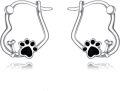 wholesale 925 Sterling Silver Black Paw Print Bone Design Huggie Hoop Earrings for Women Girls  43mm Diameter-0-0