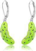 wholesale 925 Sterling Silver Pickle Dangle Earrings Fun Food s for Her-0-0