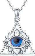 wholesale 925 Sterling Silver Evil Eye Necklace with Hypoallergenic Triangular Pendant for Women – Protection & Luck Gift-0-0