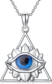 wholesale 925 Sterling Silver Evil Eye Necklace with Hypoallergenic Triangular Pendant for Women – Protection & Luck Gift-Style B