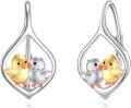 wholesale 925 Sterling Silver Chickens Heart-Shaped Dangle Earrings-0-0