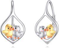 wholesale 925 Sterling Silver Chickens Heart-Shaped Dangle Earrings-Chicken