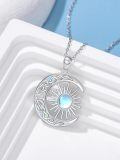 TOUPOP Sterling Silver Moonstone Tree Of Life Crescent Moon Pendant-0-1