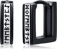 wholesale 925 Sterling Silver Viking Rune Earrings Cross Square Yin Yang Ring Nordic Jewelry-color2