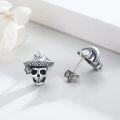 wholesale 925 Sterling Silver 925 King of Roses Green Eye Skull Studs for Men/Women - Dad/Mom Gift Ideas-0-4