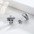 wholesale 925 Sterling Silver 925 King of Roses Green Eye Skull Studs for Men/Women - Dad/Mom Gift Ideas-0-4
