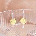 wholesale 925 Sterling Silver Gold Plated Sunflower Drop Earrings for Women Floral  Ideas-0-4