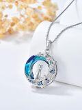 wholesale S925 Sterling Silver & Crystal Cat in Moon Necklace - 0.79 Inch Hypoallergenic Cat Pendant Gift for Women-0-3