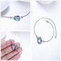 wholesale 925 Sterling Silver Blue Crystal Circle Chain Bracelet for Women s-0-3