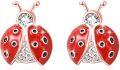 wholesale 925 Sterling Silver Red Enamel and CZ Ladybug Stud Earrings for Women-0-0