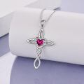 wholesale 925 Sterling Silver White Gold Plated Celtic Cross Heart Citrine Pendant Necklace-0-21