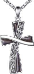 wholesale 925 Sterling Silver and Koa Wood Inlay Cross Pendant Necklace for Men Women Religious s-0-0