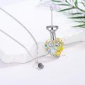 wholesale 925 Sterling Silver Heart-Shaped Owl & Tree of Life Cremation Jewelry with Yellow Crystals and Funnel Included-0-1