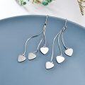wholesale 925 Sterling Silver Threader Earrings with Heart Charms and Tiny Cubes Dangle Drop Chain s for Women-0-3