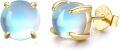 wholesale 925 Sterling Silver Round Blue Opalite Stud Earrings for Sensitive Ears-0-0