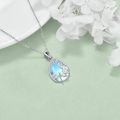 wholesale 925 Sterling Silver Teardrop Blue Opal Dragonfly Pendant Necklace for Women Girls  45cm Chain Length-0-3