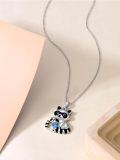 wholesale 925 Sterling Silver Raccoon Family Heart Pendant Necklace-0-3