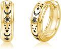 wholesale Gold 925 Sterling Silver Sun & Moon Huggie Hoop Earrings with Stars - 925 Jewelry for Women and Men-0-0