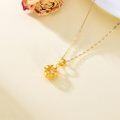 wholesale 18K Gold Flower Shape Diamond Pendant Necklace - 18th Anniversary Gift for Women-0-3