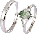 wholesale 925 Sterling Silver Moss Agate Couple Rings Engagement Promise Wedding Gifts-0-0