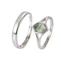 wholesale 925 Sterling Silver Moss Agate Couple Rings Engagement Promise Wedding Gifts-0-0