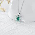 wholesale 925 Sterling Silver & Simulated Emerald Green Austrian Crystal Sea Turtle Necklace-0-1
