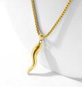 wholesale 925 Sterling Silver Plated Gold  Italian Horn Pendant Luck Charm Necklace 24 Chain-0-1
