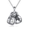 wholesale 925 Sterling Silver Boxing Gloves Necklace With Never Give Up Engraving-0-0
