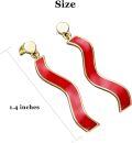 wholesale 925 Sterling Silver Plated Gold- Red Enamel Wave Drop Earrings for Women-0-4