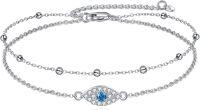 wholesale 925 Sterling Silver Evil Eye Blue Crystal Bracelet for Women's Fashion -E-Evil Eye Anklet A