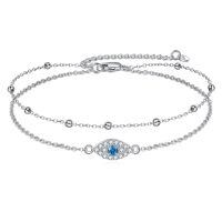 wholesale 925 Sterling Silver Evil Eye Bracelet With Blue Gemstone And Crystal Details-E-Evil Eye Anklet A