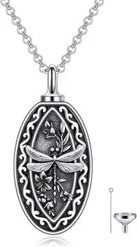 wholesale 925 Sterling Silver 925 Dragonfly Floral Keepsake Cremation Pendant Urn Necklace w/Funnel & Fill Tool in Gift Box-Dragonfly Urn-Custom-Dragonfly Urn