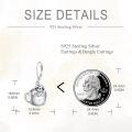 wholesale 925 Sterling Silver Platinum Plated Cute Sloth In Coffee Cup Drop Earrings-0-4