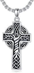 wholesale 925 Sterling Silver &  Irish Cross with Celtic Knots and Shamrock Design Pendant on 24 Chain-0-0