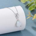 wholesale 925 Sterling Silver White Opal & Lab Grown Diamond Teardrop Pendant Necklace, Elegant Gift for Women-0-1