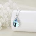 wholesale 925 Sterling Silver Teardrop Pendant with Blue Butterfly and Black Cat Design - Mothers Day Gift for Her-0-3