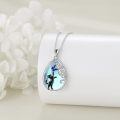wholesale 925 Sterling Silver Teardrop Pendant with Blue Butterfly and Black Cat Design - Mothers Day Gift for Her-0-3
