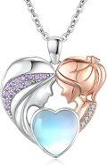 wholesale 925 Sterling Silver Heart-Shaped Mother and Child Pendant Necklaces for Women's Gifts-0-0