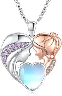 wholesale 925 Sterling Silver Heart-Shaped Mother and Child Pendant Necklaces for Women's Gifts-Mom Necklace