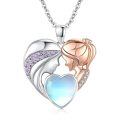 wholesale 925 Sterling Silver Heart Pendant Necklace With Moonstone And Crystals-0-0