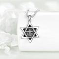 wholesale 925 Sterling Silver Cross Pendant with Black Stone and Cubic Zirconia Accents - 6 Pointed Star of David Necklace for Men & Women-0-3