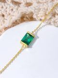 TOUPOP 14K Gold Emerald Bracelet, Square Cut Gemstone, 6.5-8.5"-0-3