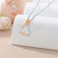 wholesale 925 Sterling Silver Lab-Grown Cubic Zirconia Rose Heart Pendant Necklace for Women - Anniversary/Birthday/Mother's Day Gift Idea-0-2