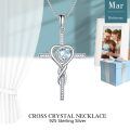 TOUPOP Sterling Silver Aquamarine Cross Infinity Pendant Necklace-0-4